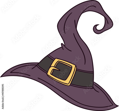 This isolated vector illustration features a cartoon design with a cowboy hat, a regular hat, and a witch hat as distinct objects