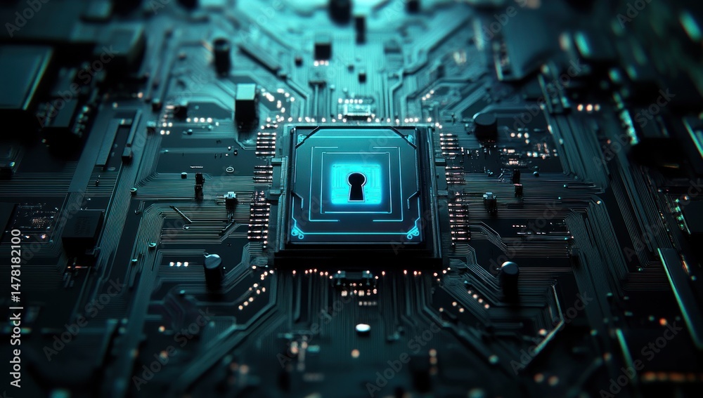 Fototapeta premium Cybersecurity: Digital Fortress, Data Protection, and Secure Encryption