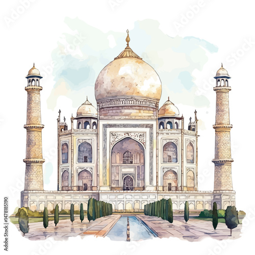 Cultural Heritage, watercolor vector, isolated on a white background.