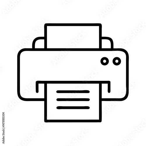 Line art printer with paper emerging from the output tray  