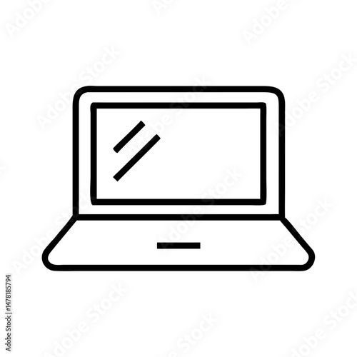Laptop illustration in minimalistic style with simple lines  