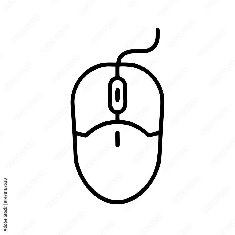 Computer mouse outline with cable in minimalist style Computer mouse outline with cable in minimalist style