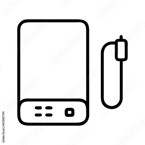 Portable charger with cable in minimalist line art design  