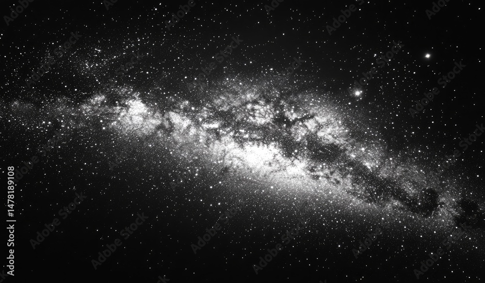 Fototapeta premium Cosmic galaxy, a celestial, monochrome view.