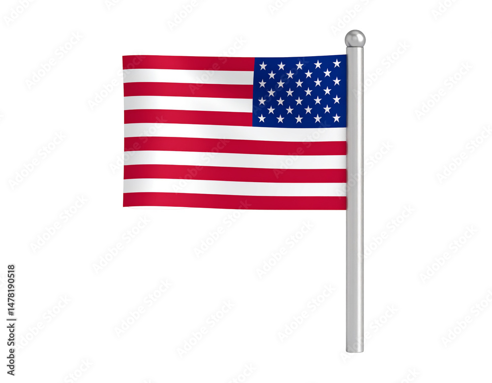 Fototapeta premium american flag waving transparent background 
