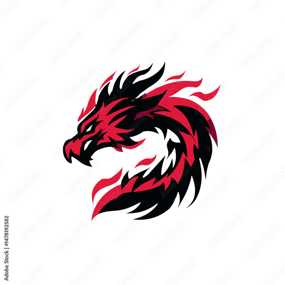 custom made wallpaper toronto digitalBold vector esports logo featuring a fierce dragon design in red and black colors representing strength and competition