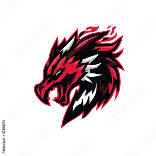 Creative esports logo featuring a fierce wolf design with dynamic colors and sharp lines to represent strength and agility