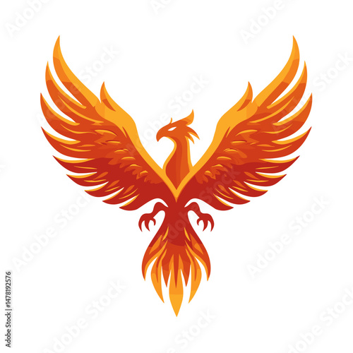 Vector esports logo featuring a fiery phoenix design with vibrant orange and red colors