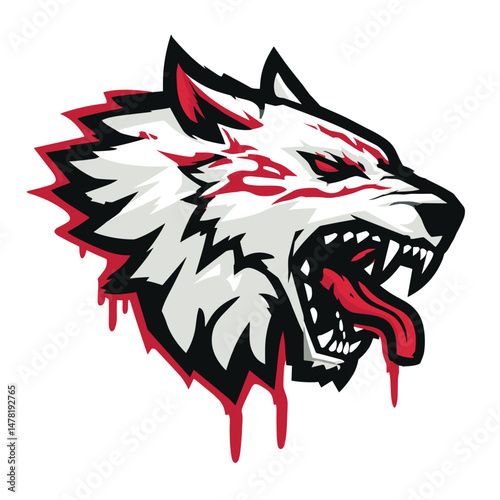 Wallpaper Mural Fierce wolf head logo representing a competitive esports team in vibrant colors and aggressive design Torontodigital.ca