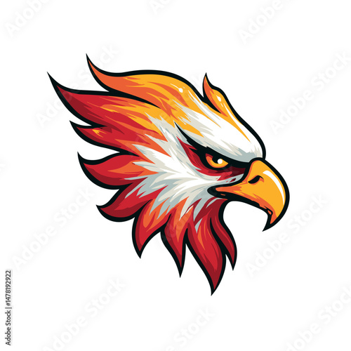 Dynamic vector logo of a fierce eagle with vibrant colors representing a esports team