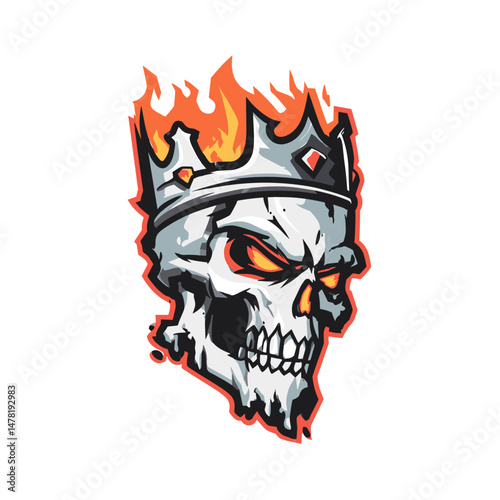 Dynamic esports logo featuring a fiery crowned skull design with aggressive detailing for gaming teams and tournaments