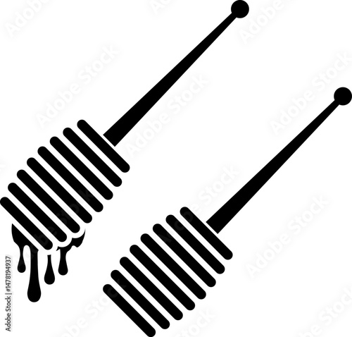 Minimalist Line Art Honeycomb Stick Icon – Beekeeping Tool Design
