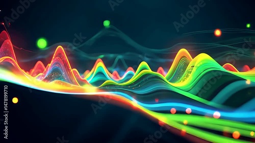 Colorful Sound Waves Flowing in Abstract Digital Background