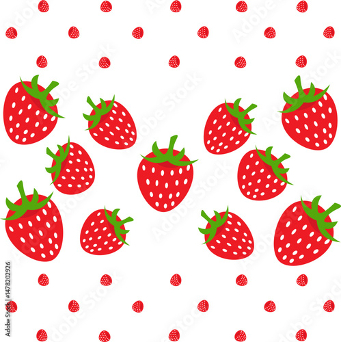 Red strawberry berries. Summer background. Vector illustration
