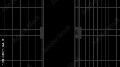 prison door opening and closing animation with transparent background