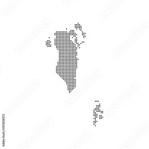 Bahrain map dotted halftone vector illustration. Bahrain geographic map on a white background for banner, website, infographic, education. World maps circle. Global map