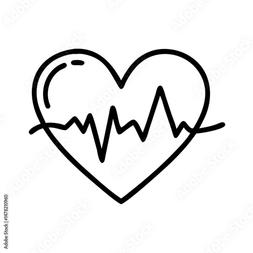 heart with pulse, symbolic and vital, representing health and life on a white background