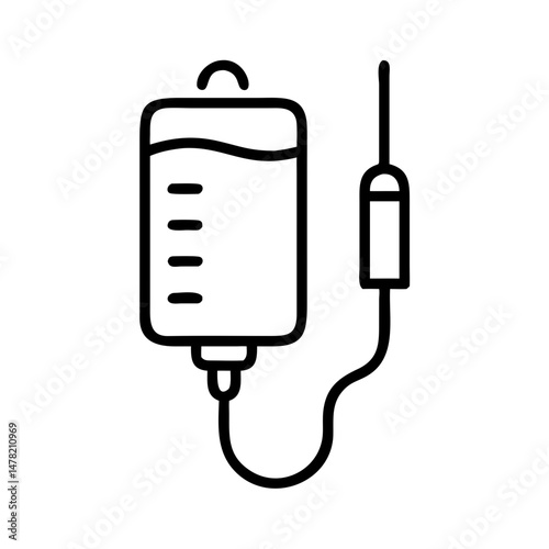 IV drip, essential and clinical, representing intravenous therapy on a white background