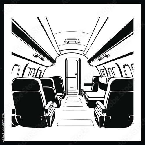 Black Silhouette Airplane Interior Design