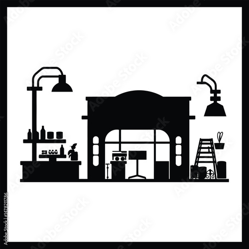Minimalist Art Tools Silhouette Graphic