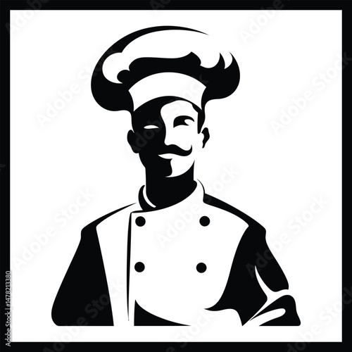 A Black Cooking Chef Vector Illustration