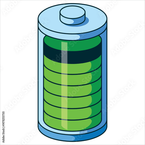 Recycle full battery icon. Eco friendly power concept vector illustration for web design, isolated on white background.