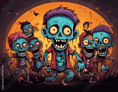 Humorous Halloween Zombies for Stock Illustrations