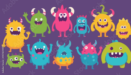 Youthful Cartoon Monsters: Vibrant Characters for YouTube Branding