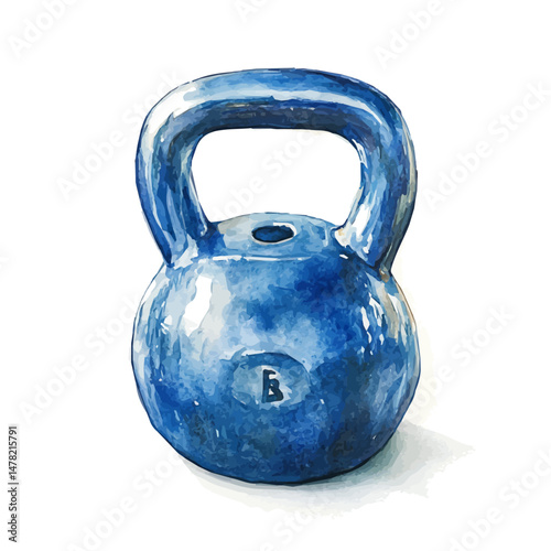watercolor vector of Kettlebell, isolated on a white background.
