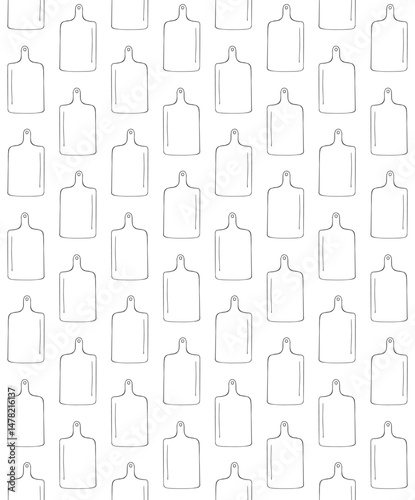 Vector seamless pattern of hand drawn sketch doodle outline cutting board isolated on white background