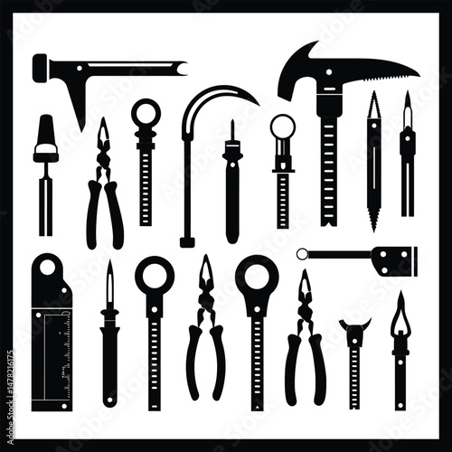 Construction Tools Silhouette Vector