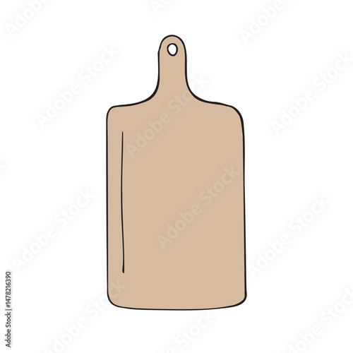 Vector hand drawn sketch doodle colored cutting board isolated on white background