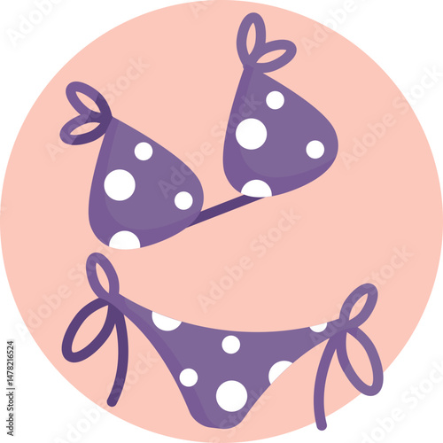 Two-piece swimsuit typically worn for swimming or sunbathing at the beach or pool.