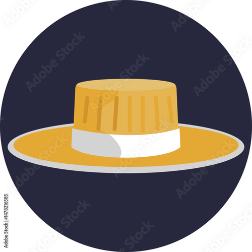 Wide-brimmed summer hat designed for sun protection at the beach or pool.