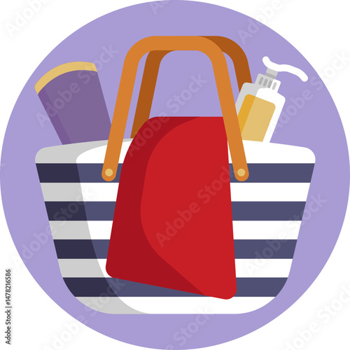 Tote-style bag used to carry swimming essentials like towels, sunscreen, and swimwear.