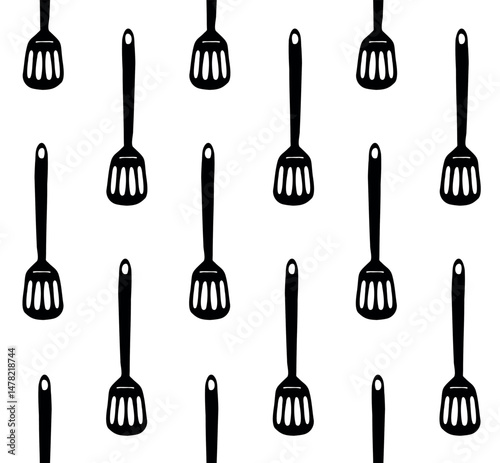 Vector seamless pattern of hand drawn sketch doodle spatula isolated on white background