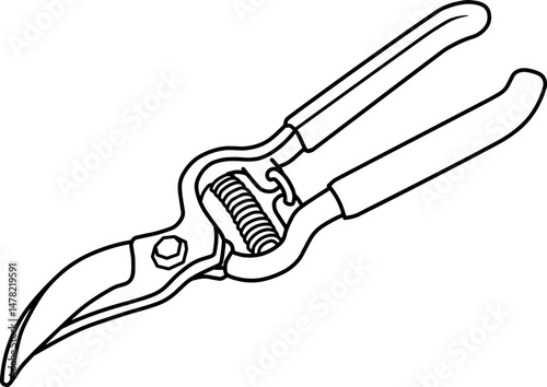 pruners line vector illustration isolated on white background