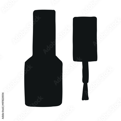 Vector hand drawn nail polish silhouette isolated on white background