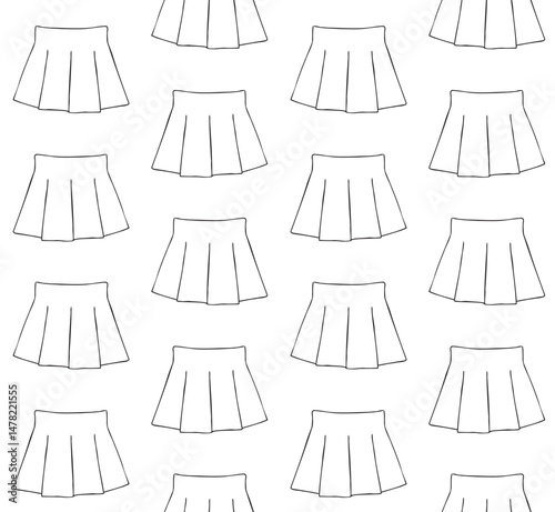 Vector seamless pattern of hand drawn sketch doodle outline mini skirt isolated on white background