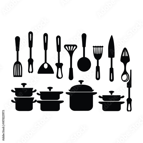Cooking Tools Silhouette Vector