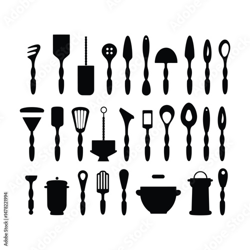 Kitchen Utensils Black Silhouette