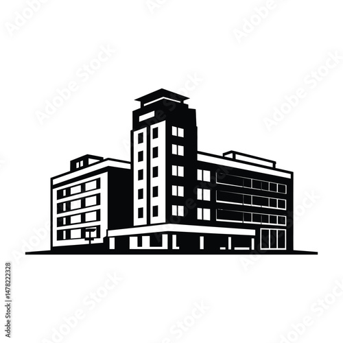 Hospital Building Silhouette Illustration