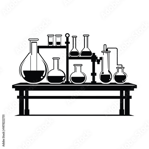 Laboratory Tools Black Silhouette Clipart