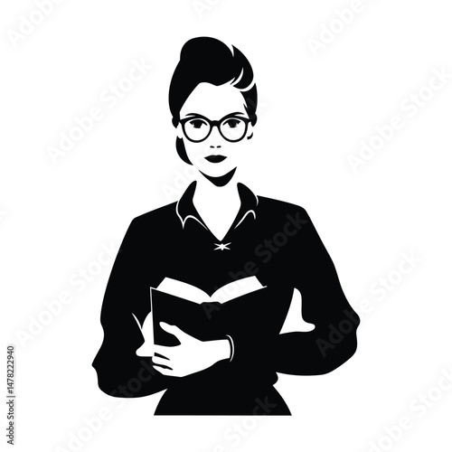 Library Worker Silhouette Clipart