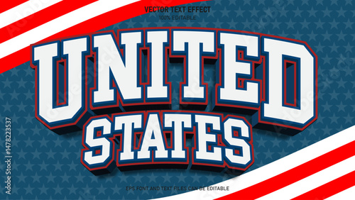 United states 3d text style editable text effect