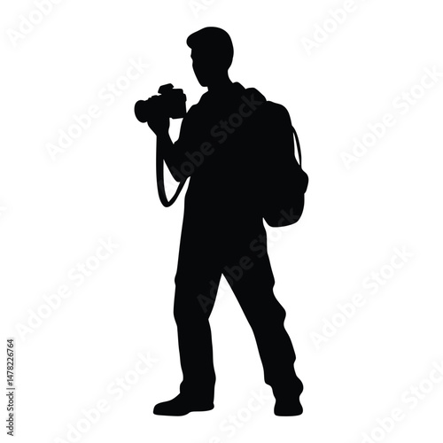 Camera Man Silhouette Black and White