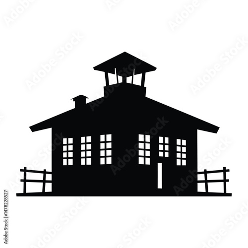 Sheriff's Office Silhouette White Background