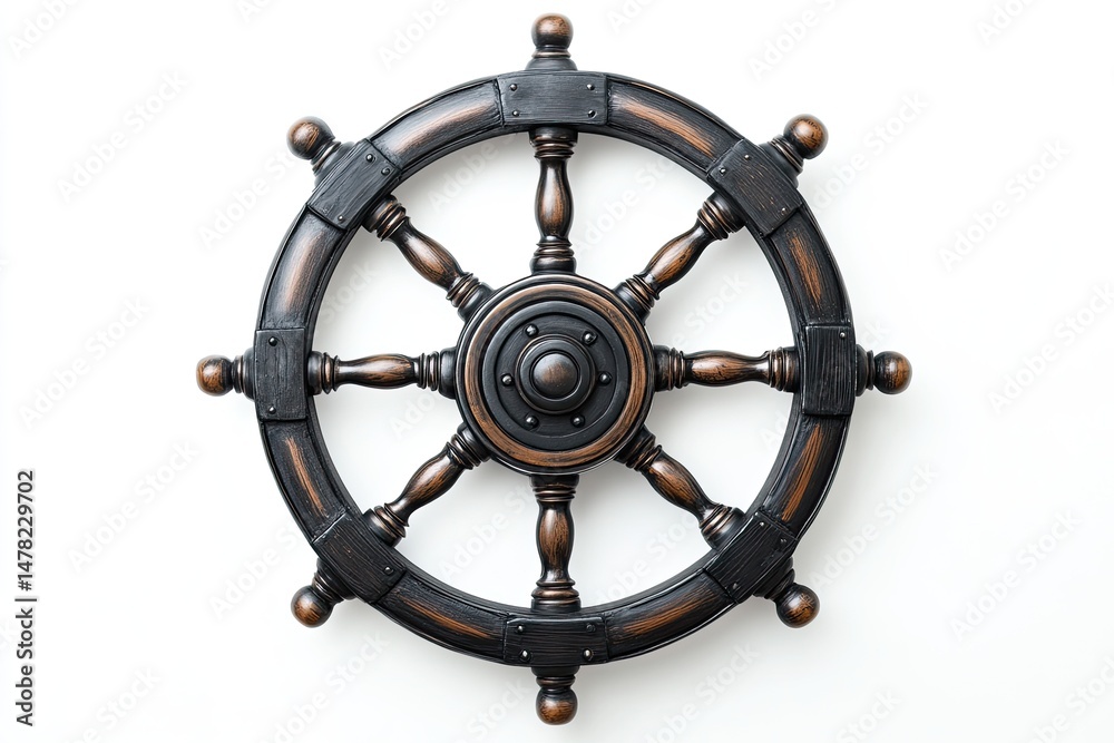 Obraz premium Decorative Wooden Ship's Wheel