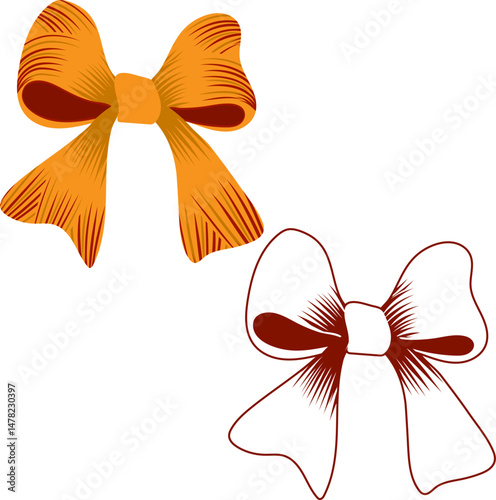 Color bows. Hand-drawn Retro isolated vector set.