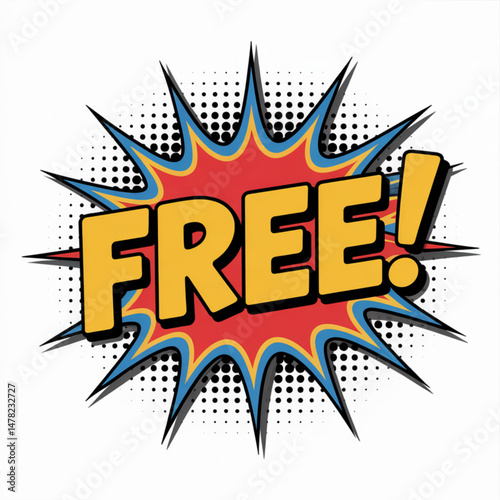 Free comic style pop art burst design for promotional deals discounts or limited time offer
